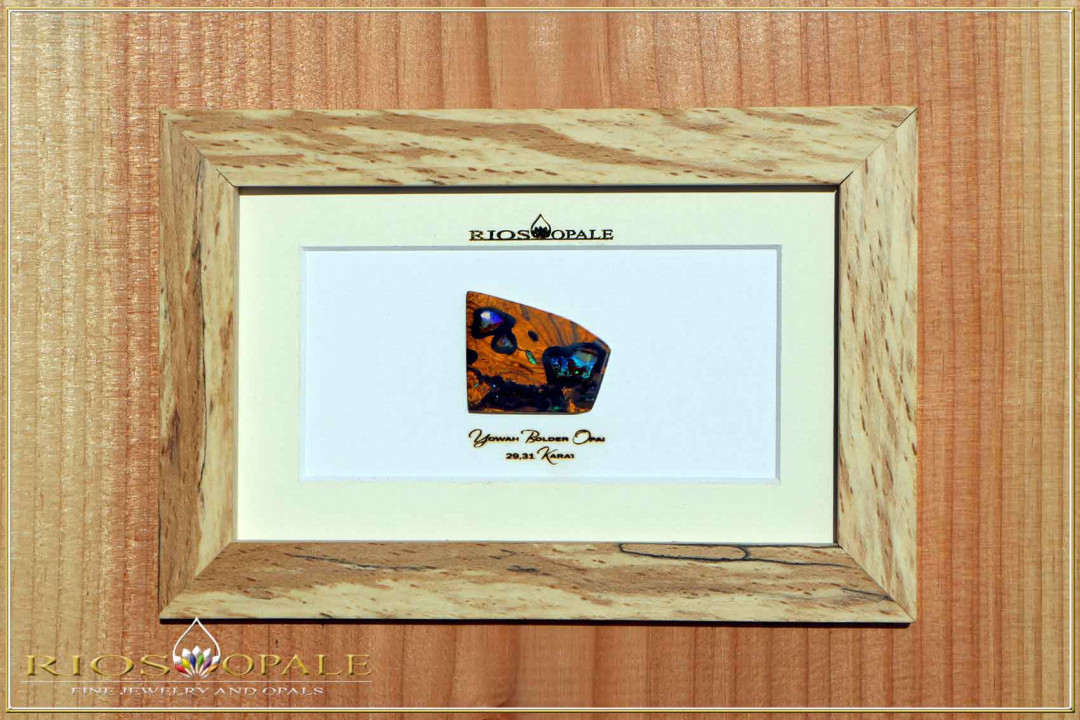 Yowah Boulder Opal - 29,31ct - Gold Edition in 12x18cm beech stoked wooden frame