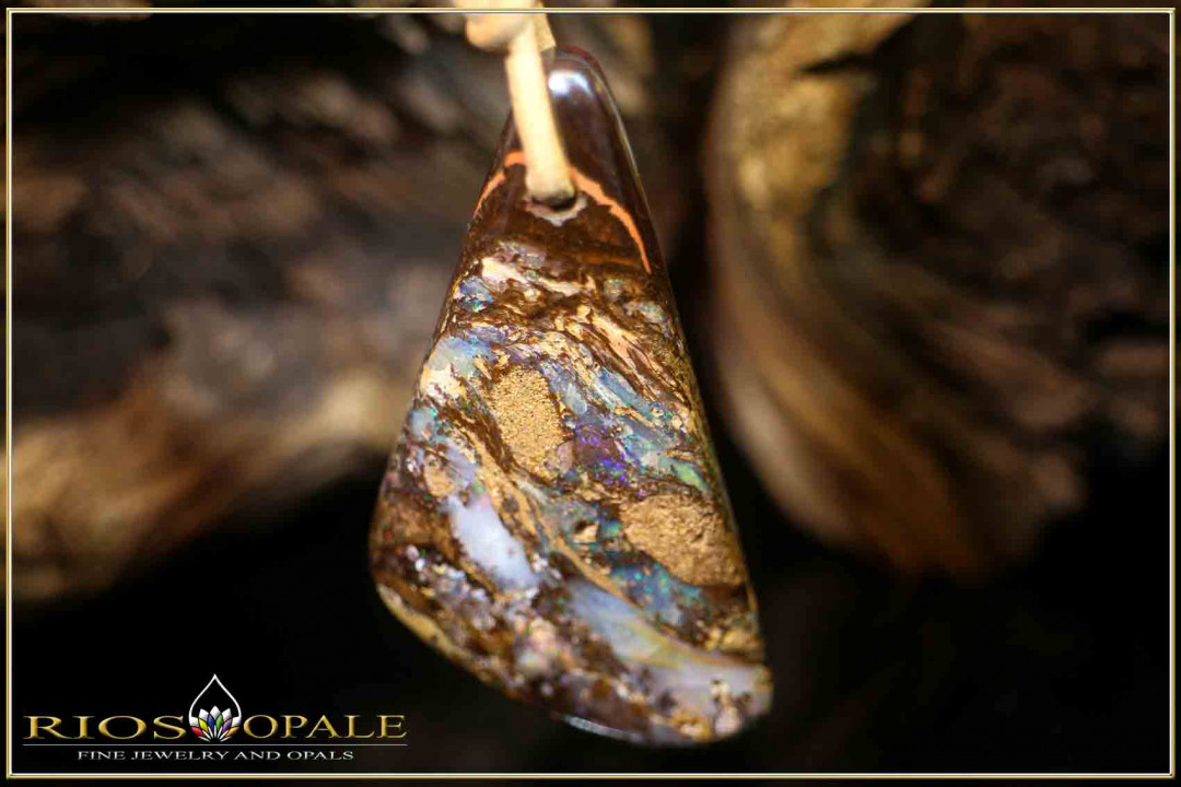 Yowah opalized wood Boulder Opal Pendant - 27,22ct