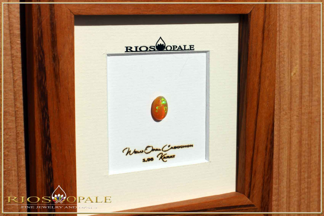 African Welo Opal Cabochon - 1,69ct - Black Edition in 12x12cm Gonzalo Alvez wooden frame