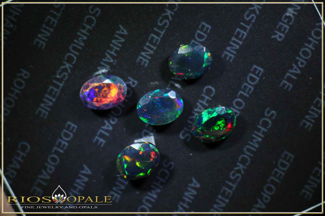 5 pcs. lot Welo Opal smoked and faceted oval cut - 4,25ct