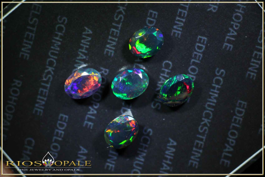 5 pcs. lot Welo Opal smoked and faceted oval cut - 4,25ct