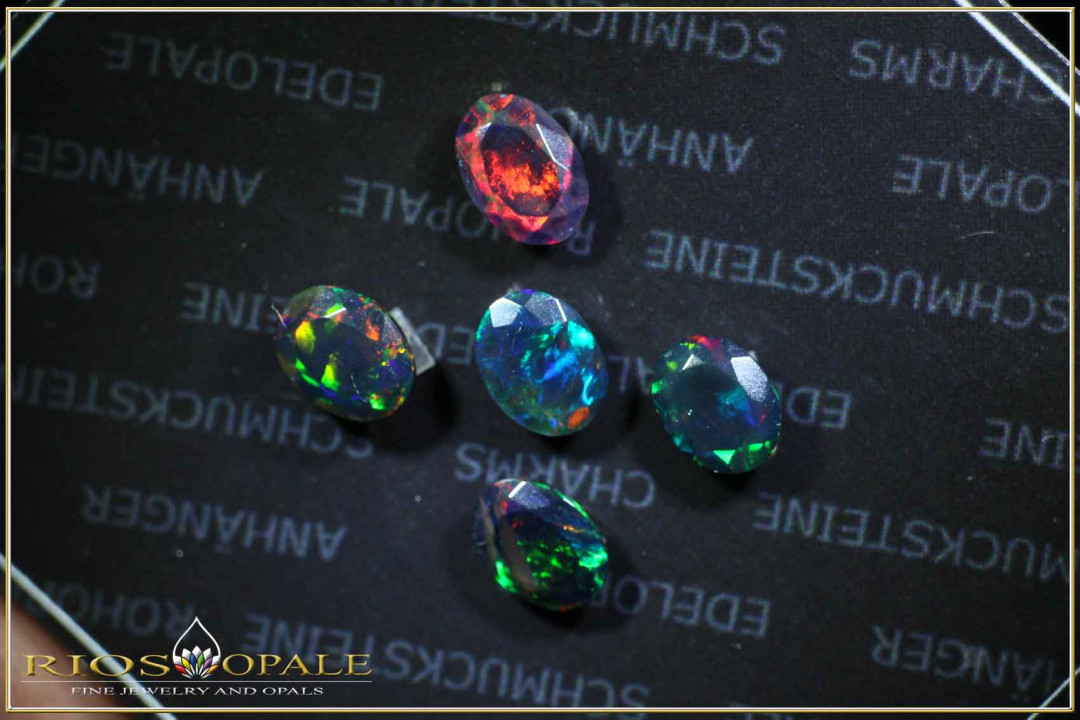 5 pcs. lot Welo Opal smoked and faceted oval cut - 4,25ct