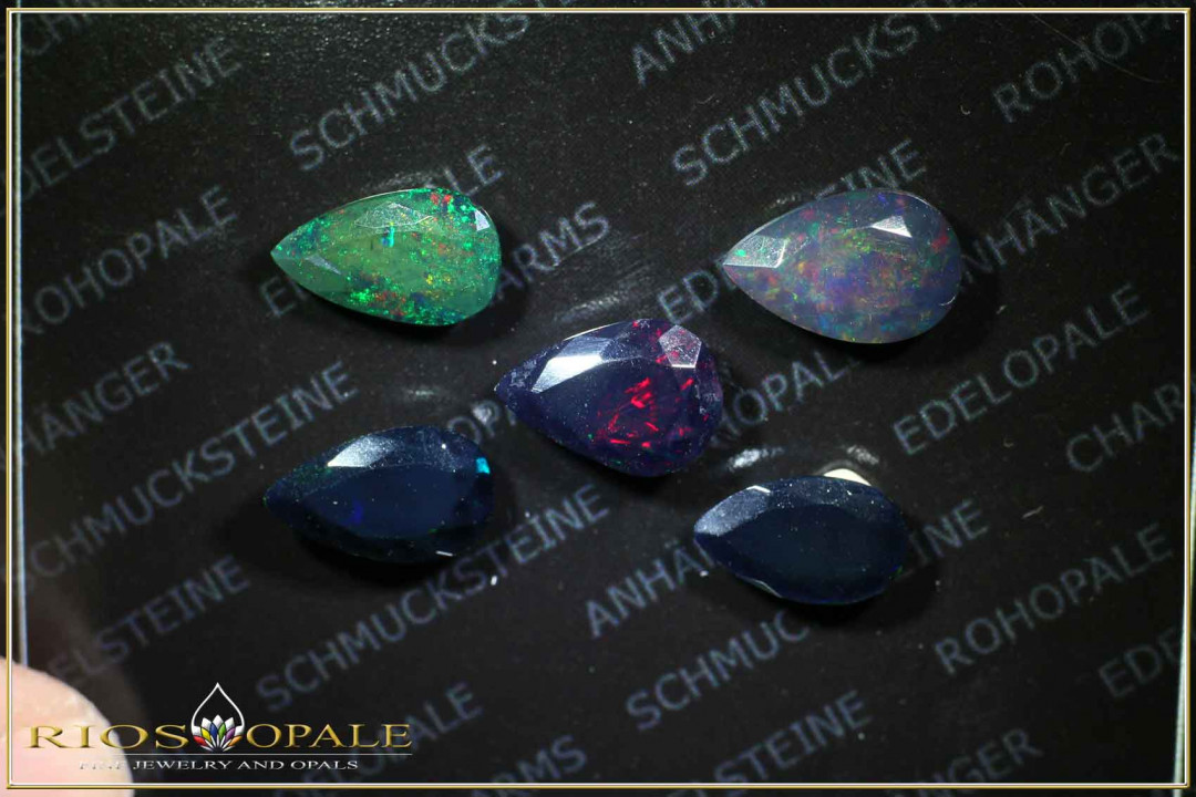 5 pcs. lot Welo Opal smoked and faceted pear cut - 7,45ct