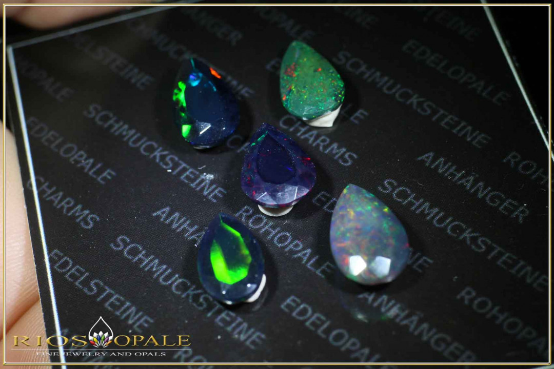 5 pcs. lot Welo Opal smoked and faceted pear cut - 7,45ct