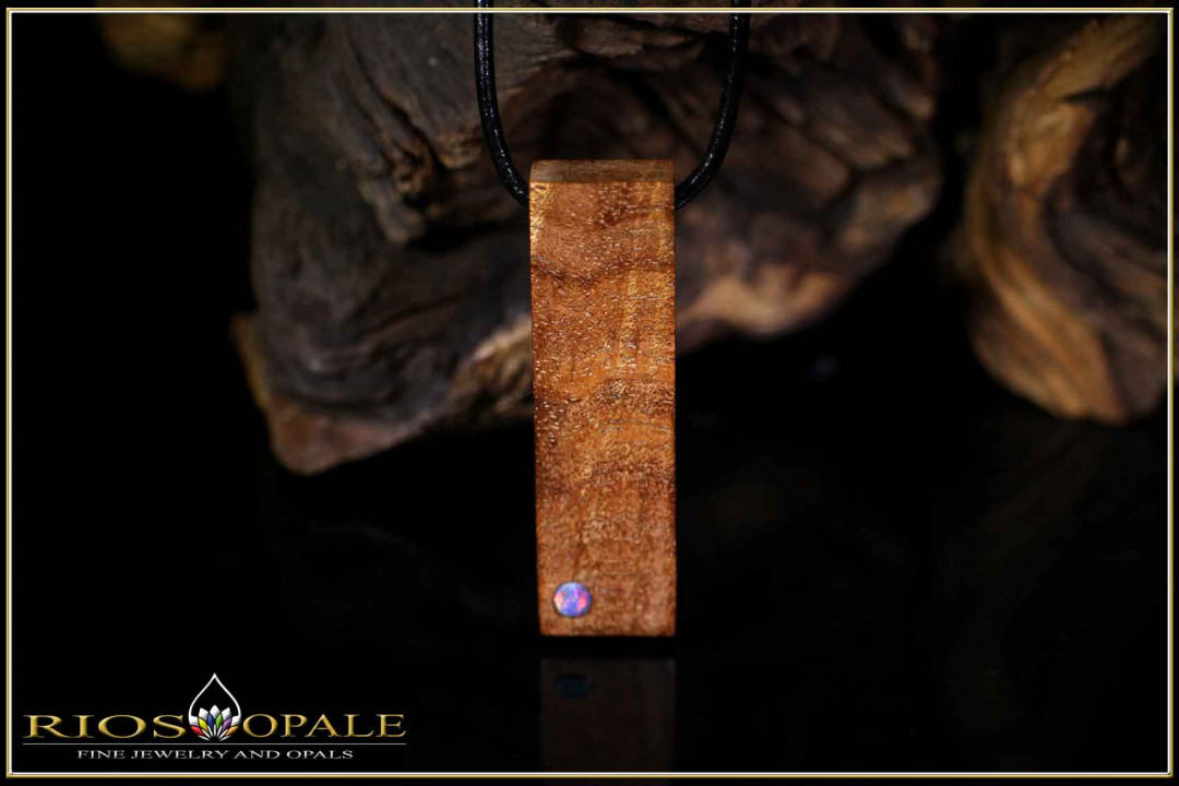 1 pcs. Australian Blackwood - Coober Pedy Opal Doublet Pendant