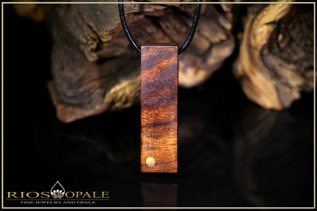 1 pcs. Desert Ironwood Burl- Coober Pedy Opal Doublet Pendant